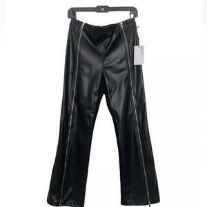 NWT Bailey 44 Aliison Pant Black Vegan Leather Front Full Zip Size M